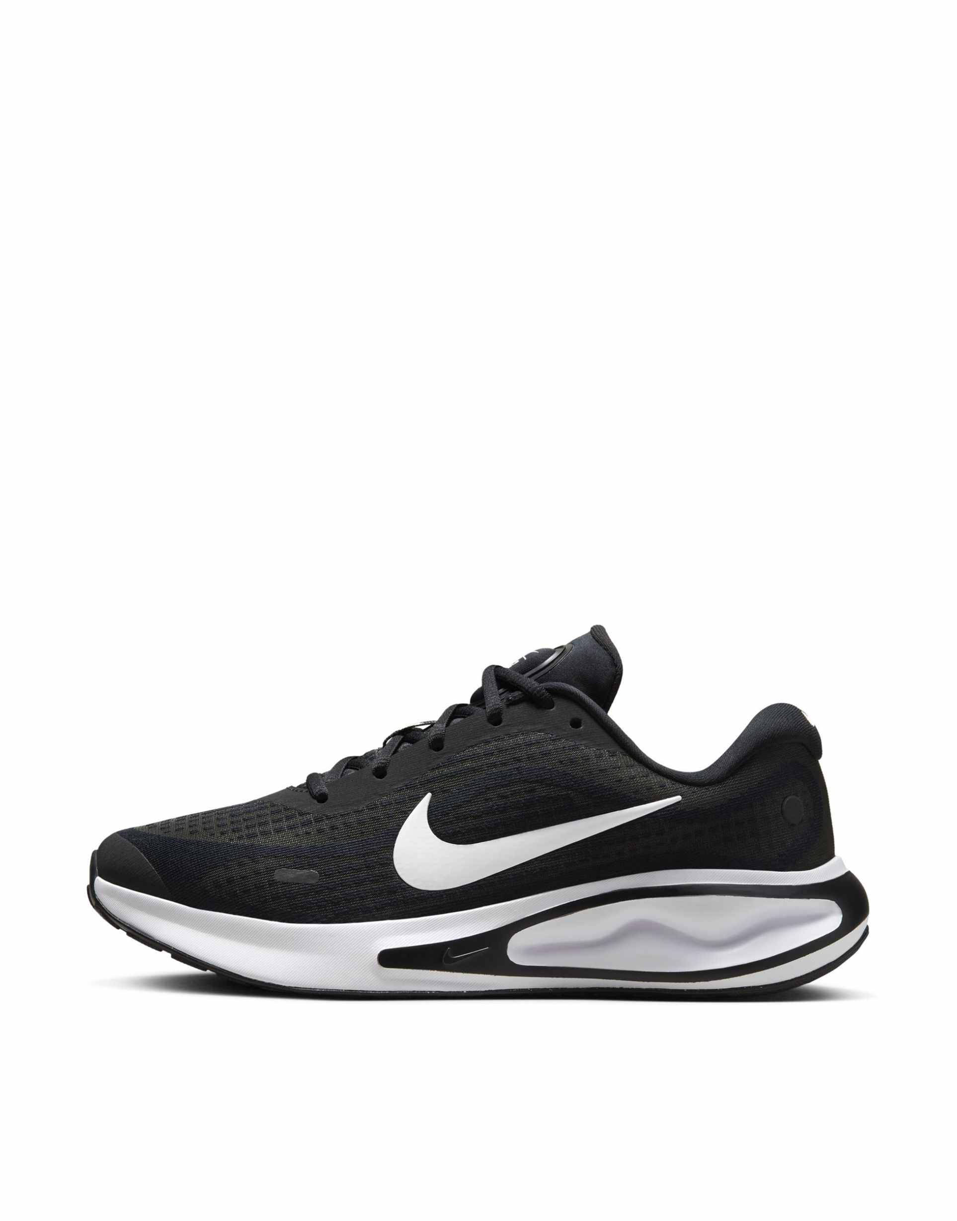 nike running journey run sneakers in black and white