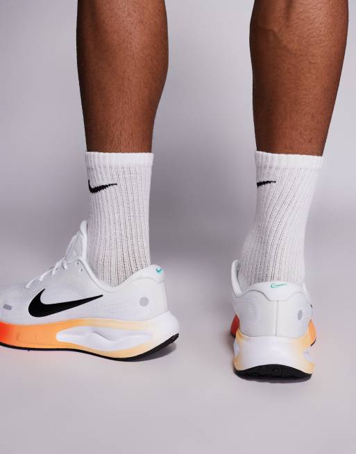 Nike Running Journey Run sneakers in white and bright orange, 5 of 5