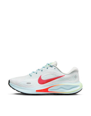 Nike Journey Run Sneakers In White And Crimson In White