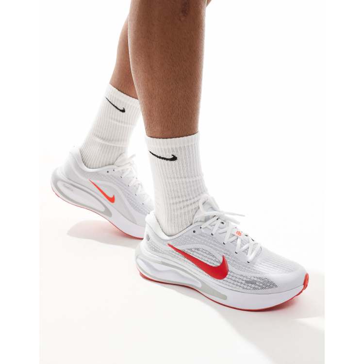 Nike Running Journey Run sneakers in white and red | ASOS display picture 3