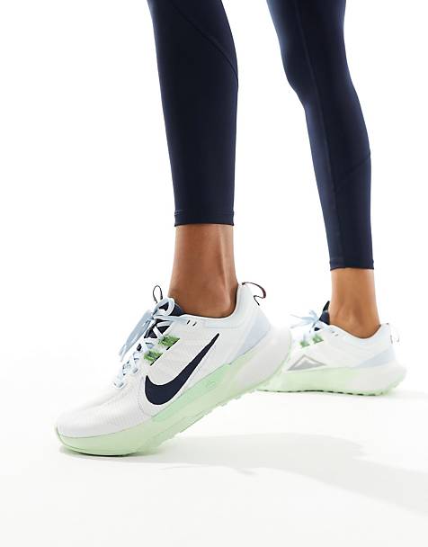 Nike Running Juniper Trail 2 NN trainers in white and green