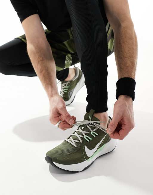 Nike Running Juniper Trial 2 sneakers in dark green and white