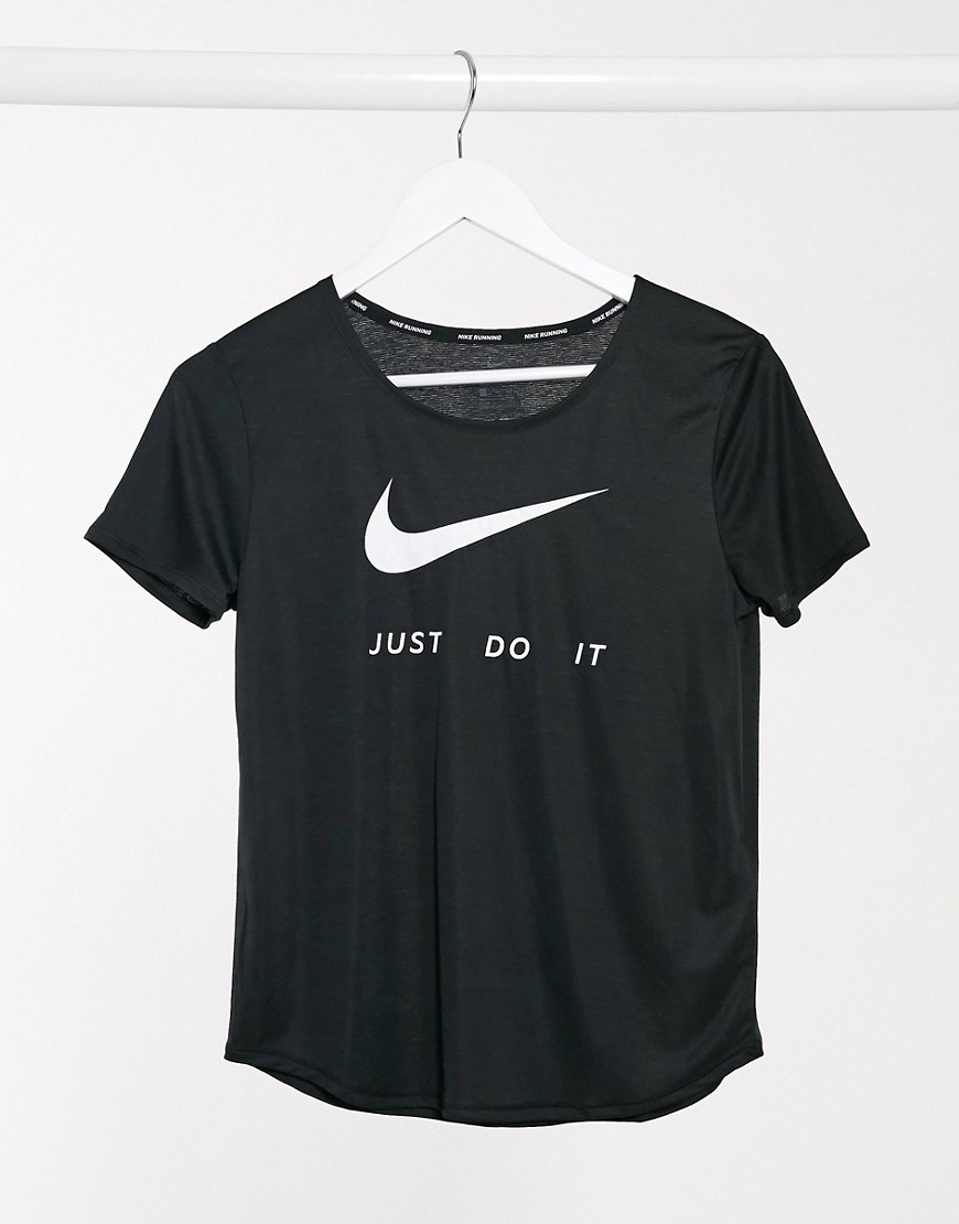 Nike Running Just Do It swoosh tshirt in black
