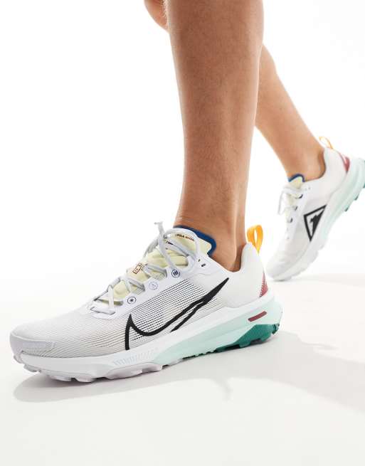 Nike Running Kiger 9 sneakers in white, yellow and blue