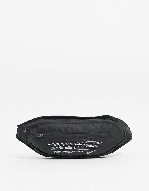 Nike Running large waistpack in black with logo print