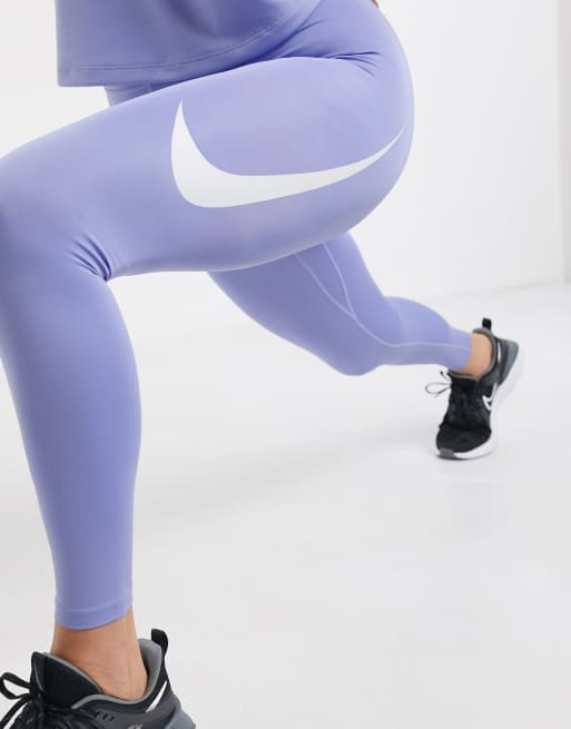 Nike Running – Lila leggings med Swoosh