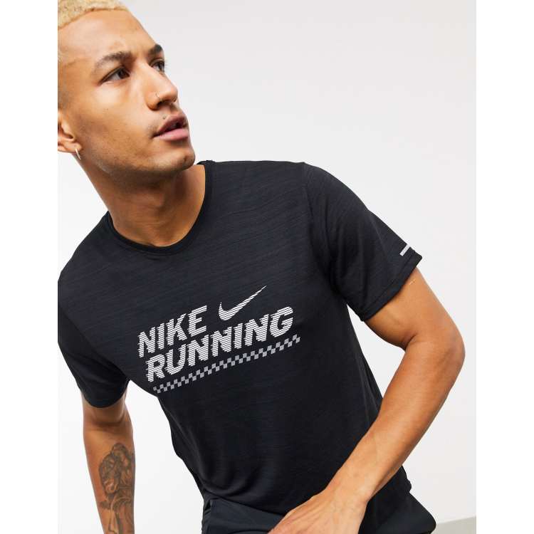 Nike Running logo t shirt in black