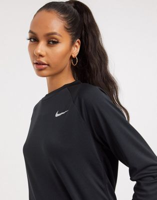 Nike Running long sleeve pacer in black 