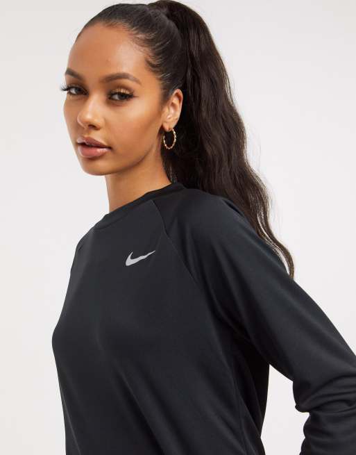 Nike Yoga Luxe Dri-FIT cropped long sleeve top in black