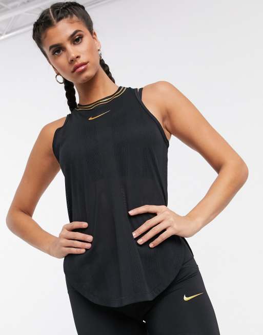 Nike Running mesh tank top in black ASOS