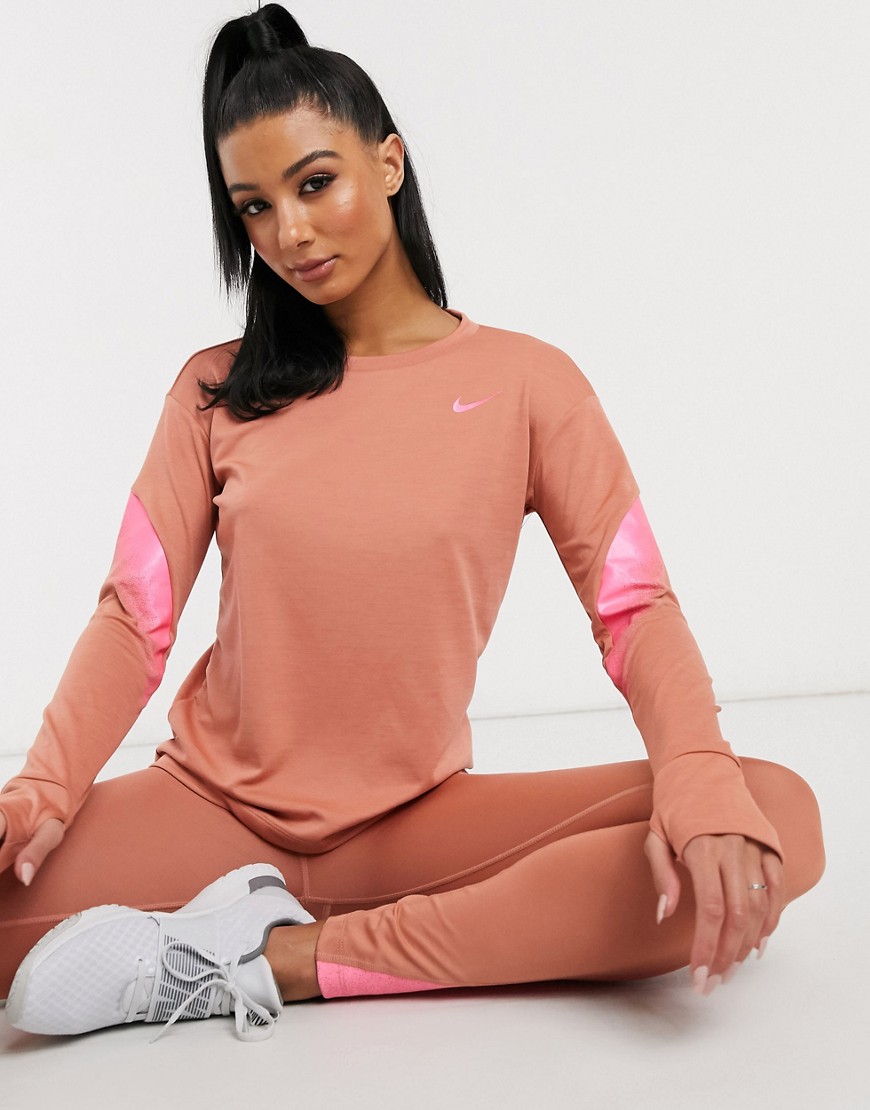Nike Running mid layer in blush and pink