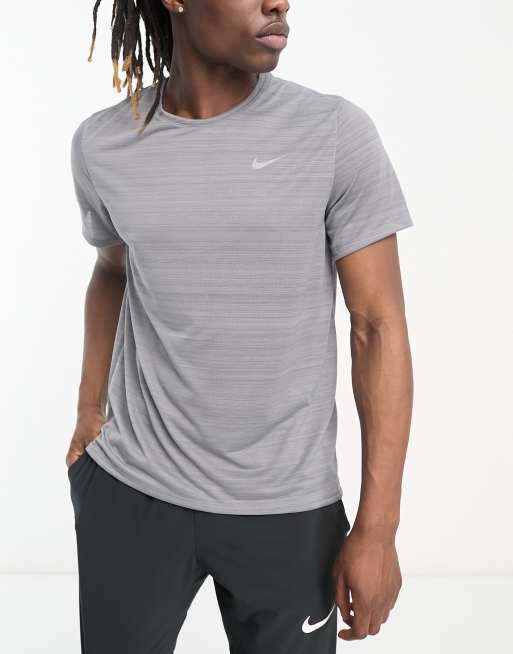 Nike Running Miler Breathe Dri Fit t shirt in grey