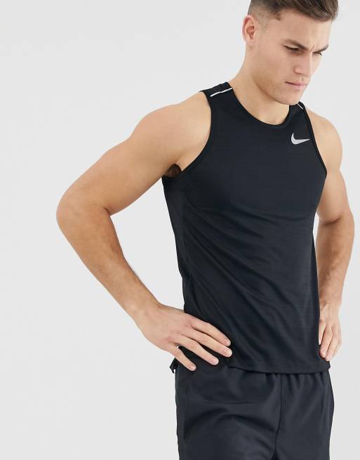 Débardeur de course à pied Nike Dri-Fit Miler pour Homme - Zwart, Taille:  2XL