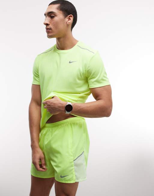 Nike Running Miler Dri-FIT 5inch shorts in yellow, 3 of 5