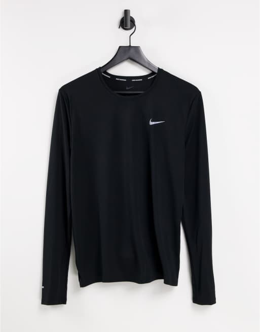 Nike Running – Miler Dri-FIT – Czarny T-shirt z długimi rękawami