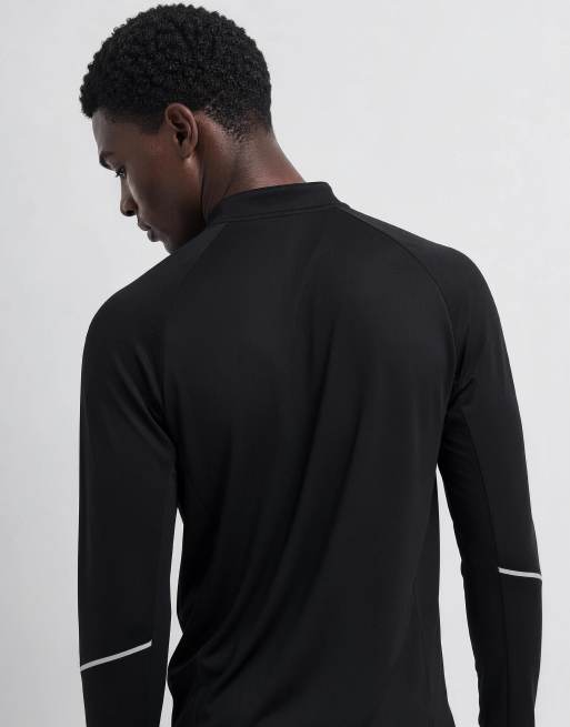 Nike Running Miler Dri-FIT half zip long sleeve top in black, 10 of 10