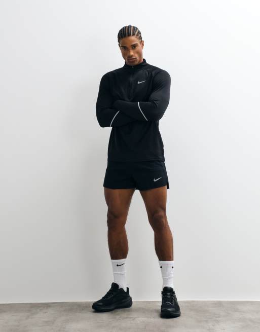 Nike Running Miler Dri-FIT half zip long sleeve top in black, 2 of 10