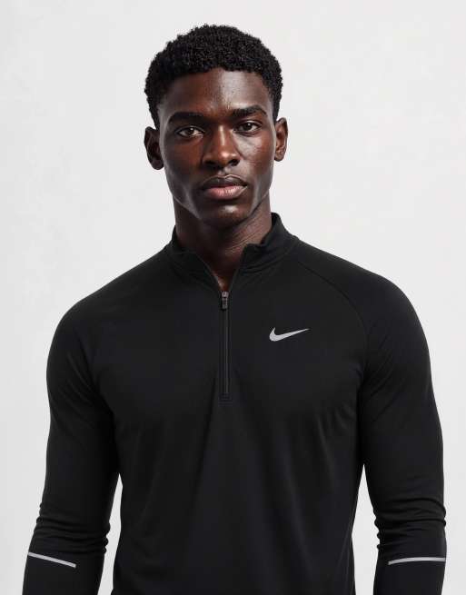 Nike Running Miler Dri-FIT half zip long sleeve top in black, 6 of 10