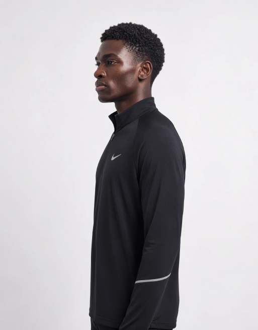 Nike Running Miler Dri-FIT half zip long sleeve top in black, 7 of 10