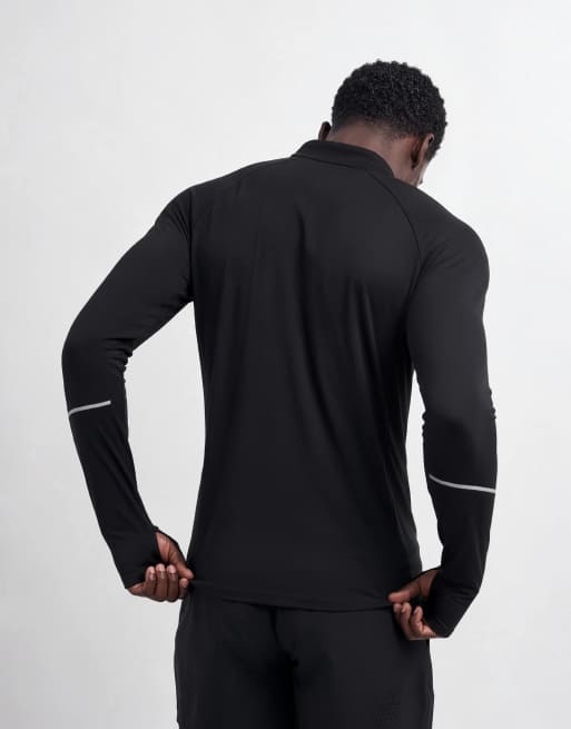 Nike Running Miler Dri-FIT half zip long sleeve top in black, 9 of 10