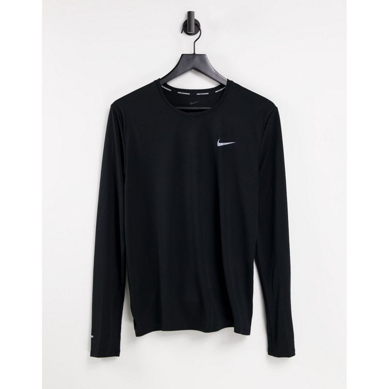 Nike Running – Miler Dri-FIT – Langärmliges Shirt in Schwarz