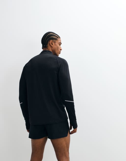 Nike Running Miler Dri-FIT Langarmtop mit halbem Reißverschluss in Schwarz, 4 von 10
