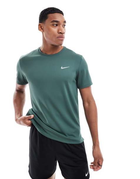 Nike Running – Miler Dri-FIT – Lauf-T-Shirt in Dunkelgrün - view 1