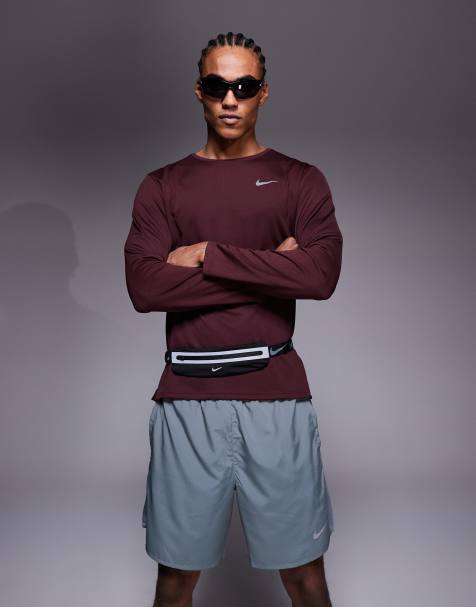 Nike Running Miler DRI-Fit long sleeve t-shirt in burgundy