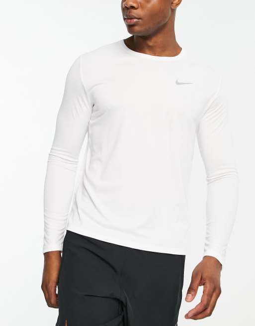 Nike Men's Miler Dri-FIT UV Long-Sleeve Running Top White