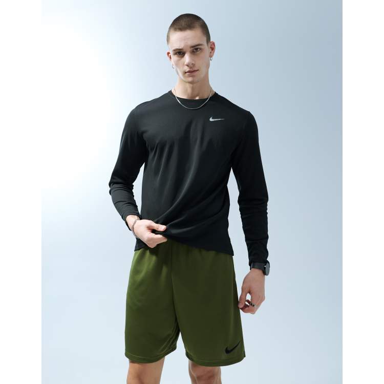 Nike Running Miler Dri-FIT longsleeve t-shirt in black ASOS
