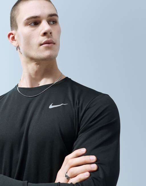 Nike Running Miler Dri-FIT longsleeve t-shirt in black ASOS