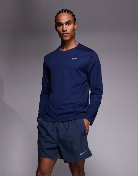 Nike Running – Miler – Dri-FIT – Marinblå topp med långa ärmar - view 1