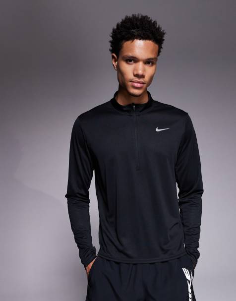 Nike Running Miler DRI-Fit Pacer half zip long sleeve T-shirt in black - view 1