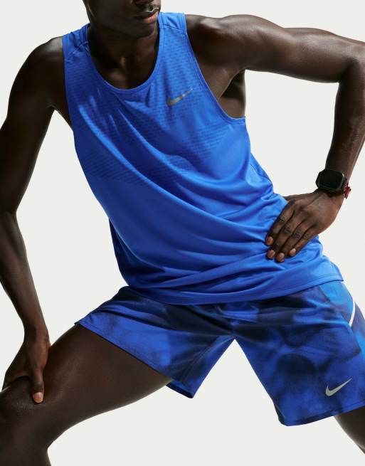 Nike Running Miler Dri-FIT short imprimé doublé slip 7 pouces bleu, 4 de 4
