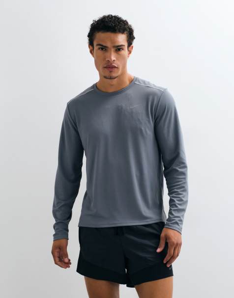 Nike Running – Miler Dri-FIT – Szary T-shirt z długimi rękawami - view 1