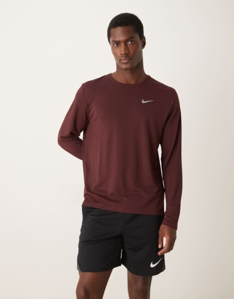 Nike Running - Miler Dri-FIT - T-shirt bordeaux a maniche lunghe - view 1