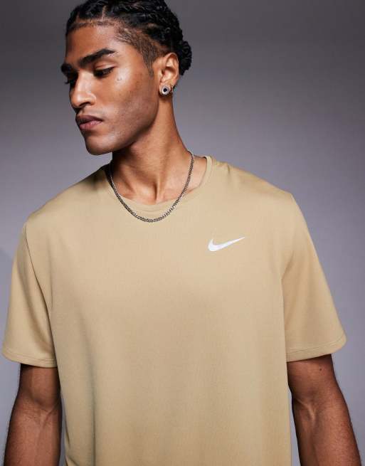 Nike Running Miler Dri-FIT T-shirt in beige