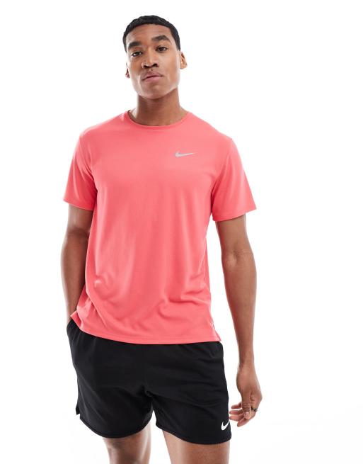 Nike Running Miler Dri FIT t shirt in pink