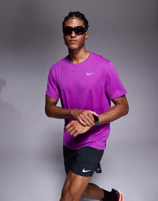 Nike Running Miler Dri-FIT t-shirt in purple ASOS
