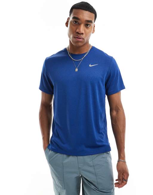 Nike Running Miler Dri FIT T shirt in royal blue