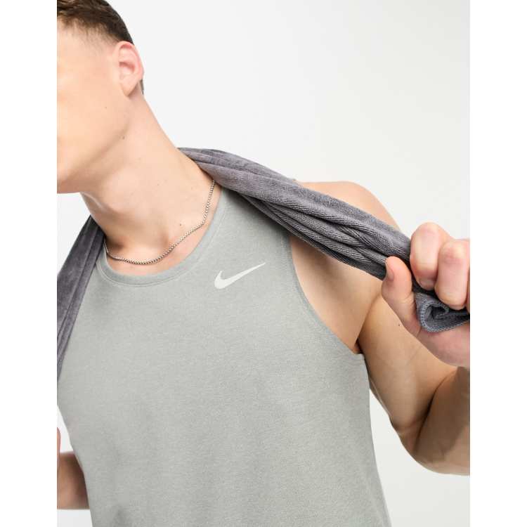 Nike Running Miler Dri Fit tank in grey ASOS