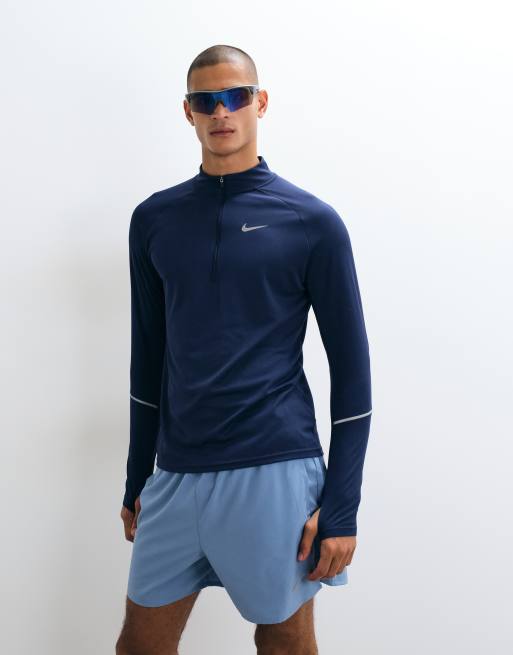 Nike Running Miler Dri-FIT top a maniche lunghe con mezza zip in blu navy, 4 di 5