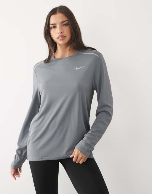 Nike Running - Miler Dri-FIT - Top a maniche lunghe grigio, 2 di 4