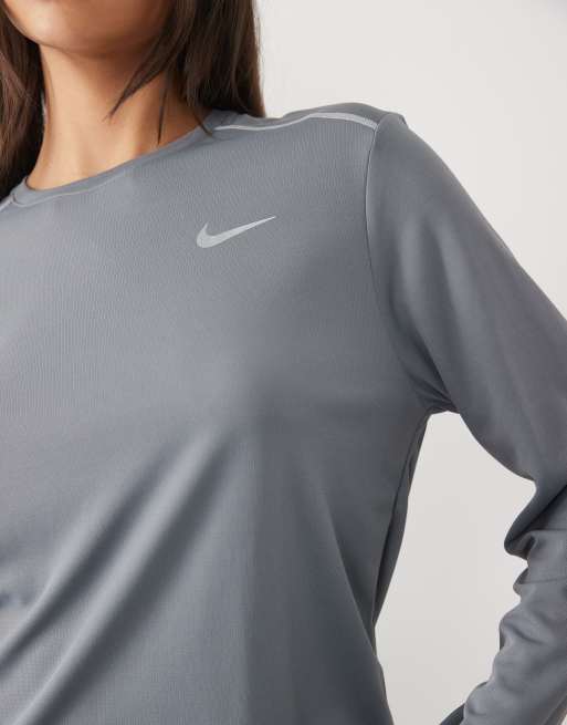 Nike Running - Miler - Dri-FIT - Top met lange mouwen in grijs, 3 van 4