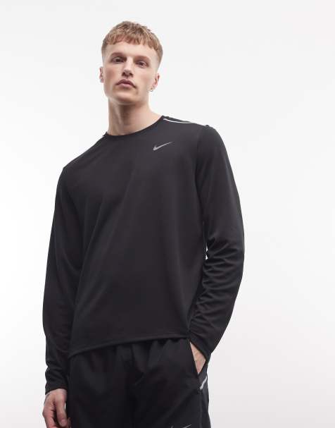 Nike Running Miler Dri-FIT top met lange mouwen in zwart - view 1