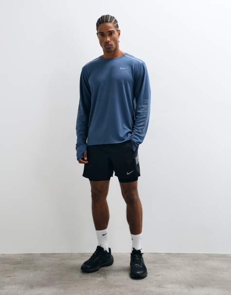 Nike Running Miler Dri-FIT top met lange mouwen voor winter in blauw - view 1