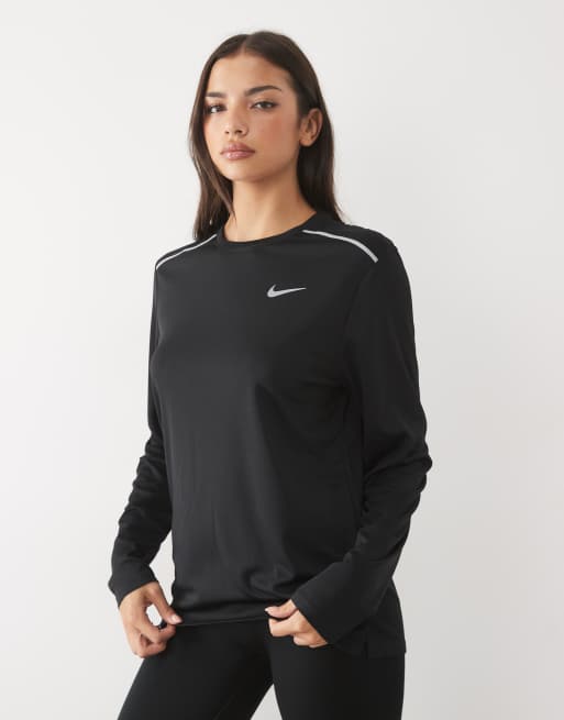Nike Running Miler Dri-FIT top z długim rękawem w kolorze czarnym, 4 z 4