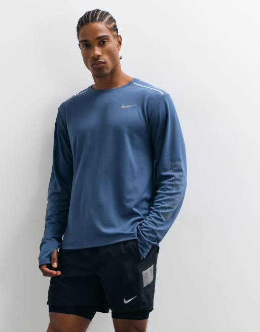 Nike Running Miler Dri-FIT wintertaugliches Langarm-Oberteil in Blau, 2 von 5
