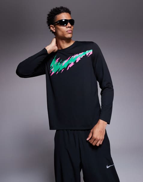 Nike Running Miler logo long sleeve t-shirt in black