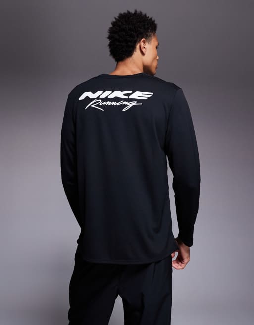 Nike Running Miler logo long sleeve t-shirt in black, 3 of 5